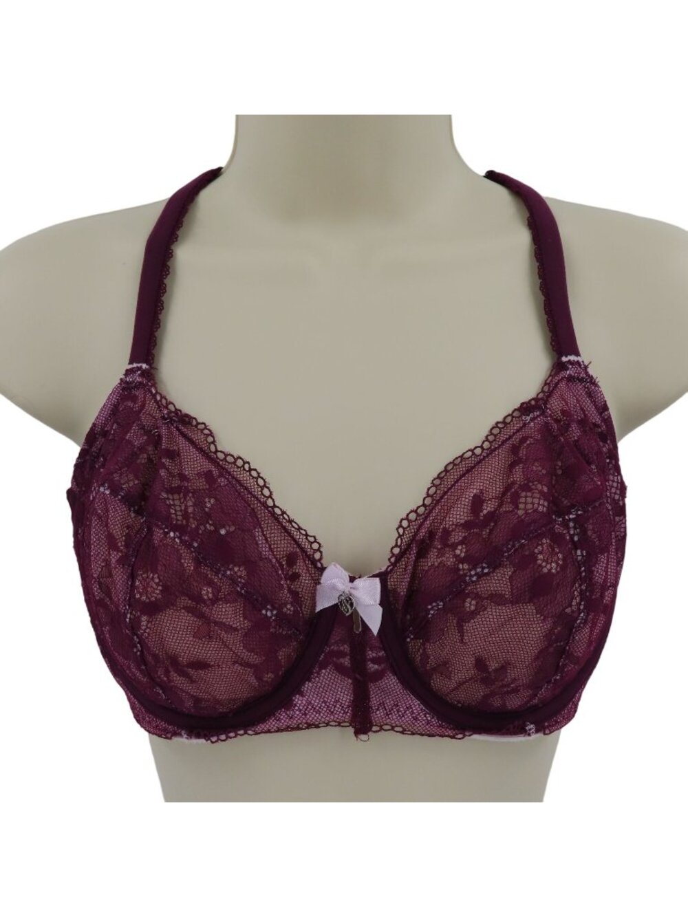 Victorias Secret 32DDD Body By Victoria Unlined Demi Underwire Purple Lace Bra